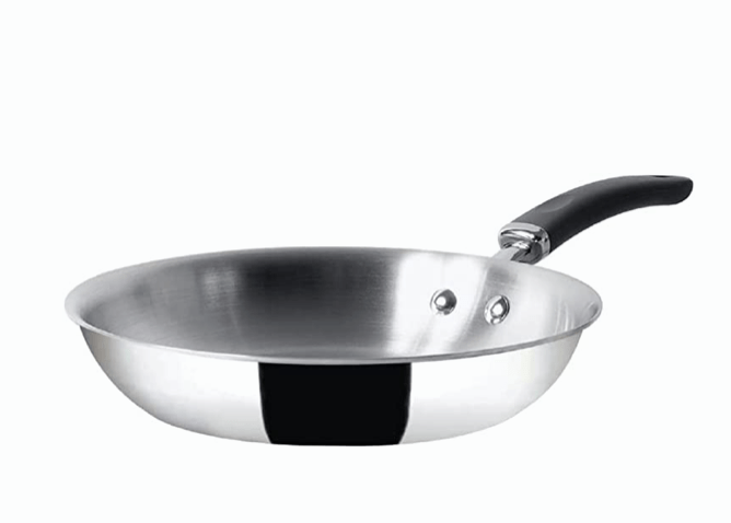 Meyer Trivantage Nickel Free Stainless Steel Triply Frypan | Steel Pan for Cooking | Fry pan Tri ply with Heavy Bottom | Frying Pan Small | Gas and Induction Base, 24cm/ 1.87 Litre, Silver