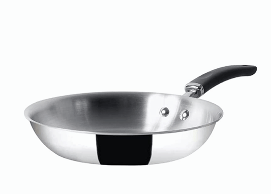 Meyer Trivantage Nickel Free Stainless Steel Triply Frypan | Steel Pan for Cooking | Fry pan Tri ply with Heavy Bottom | Frying Pan Small | Gas and Induction Base, 24cm/ 1.87 Litre, Silver