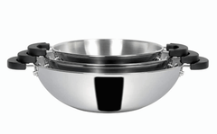 Meyer Kitchen Hacks 3 Piece Nickel Free Stainless Steel Kadai Set | Stainless Steel Cookware Set | Steel Wok Set | Kadhai Set Combo Offer | Induction Utensils Set for Kitchen, Grey-1