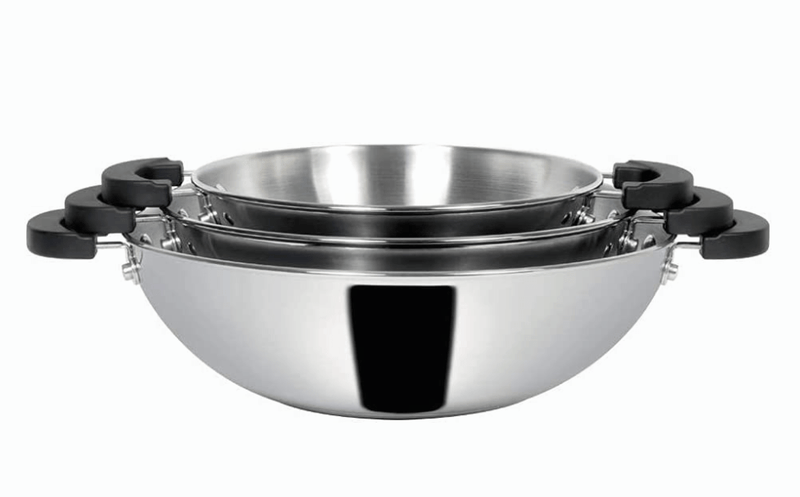 Meyer Kitchen Hacks 3 Piece Nickel Free Stainless Steel Kadai Set | Stainless Steel Cookware Set | Steel Wok Set | Kadhai Set Combo Offer | Induction Utensils Set for Kitchen, Grey-1