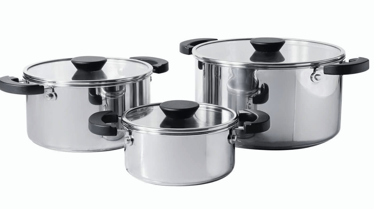 Meyer Kitchen Hacks Nickel Free Stainless Steel 3 Piece Casserole Set | Biryani Pot | Induction Cookware Set | Cooking Pot | Cooking Utensils for Kitchen- 16cm/ 20cm/ 24cm, Grey