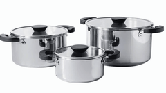 Meyer Kitchen Hacks Nickel Free Stainless Steel 3 Piece Casserole Set | Biryani Pot | Induction Cookware Set | Cooking Pot | Cooking Utensils for Kitchen- 16cm/ 20cm/ 24cm, Grey-1