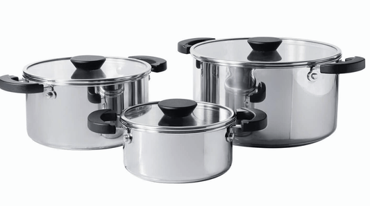 Meyer Kitchen Hacks Nickel Free Stainless Steel 3 Piece Casserole Set | Biryani Pot | Induction Cookware Set | Cooking Pot | Cooking Utensils for Kitchen- 16cm/ 20cm/ 24cm, Grey