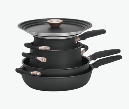 Meyer Accent Series Non Stick and Stainless Steel Spark Edition Cookware Set | Kitchen Set for Home | Induction Cookware Set | Pots and Pans cookware, 6 Piece, Matte Black