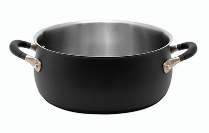 Meyer Accent Series Stainless Steel Dutch Oven| Biryani Pot| Cooking and Serving Casserole Pan with Ergonomic Grip Silicone Handles | Gas and Induction Compatible, 5 Liters