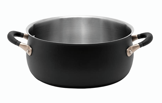 Meyer Accent Series Stainless Steel Dutch Oven| Biryani Pot| Cooking and Serving Casserole Pan with Ergonomic Grip Silicone Handles | Gas and Induction Compatible, 5 Liters