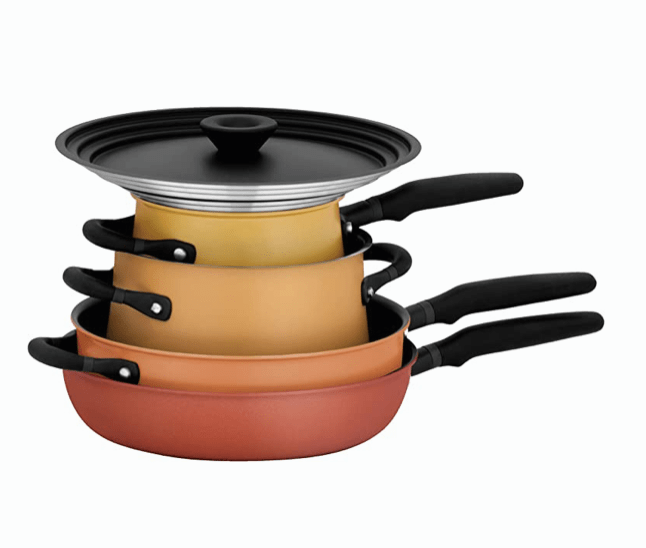 Meyer Accent Series Non Stick and Stainless Steel Spark Edition Cookware Set | Kitchen Set for Home | Induction Cookware Set | Pots and Pans cookware, 6 Piece, Assorted Colors