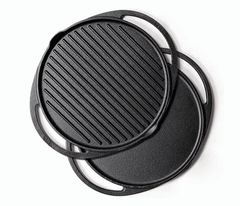 Meyer Pre-Seasoned Cast Iron 2 in 1 Grill and Griddle Pan | Cast Iron Tawa for Dosa | Iron Cookware for Kitchen | Roti Tawa Cast Iron | Cast Iron Grill Pan | Iron Tava Big Size, 30cm, Black-1
