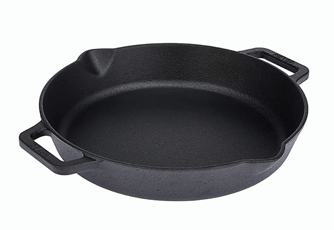 Meyer Pre Seasoned Cast Iron Skillet | Fry Pan | Iron Pan | Cast Iron Cookware| Cast Iron Frying Pan with 2 Side Handles | Gas and Induction Compatible, 26cm/ 2 litres, Black