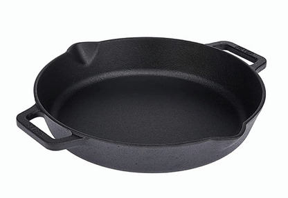 Meyer Pre Seasoned Cast Iron Skillet | Fry Pan | Iron Pan | Cast Iron Cookware| Cast Iron Frying Pan with 2 Side Handles | Gas and Induction Compatible, 26cm/ 2 litres, Black