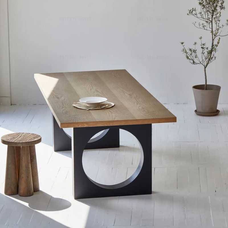 Metal Table Legs Circular Cutout Design Matte Black Steel 29-Inch Dining Room Modern Style