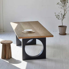Metal Table Legs Circular Cutout Design Matte Black Steel 29-Inch Dining Room Modern Style