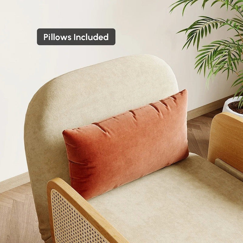Beige Mid-Century Sleeper Sofa Cum Bed Chair – 3-in-1 Convertible Daybed Chaise Lounge