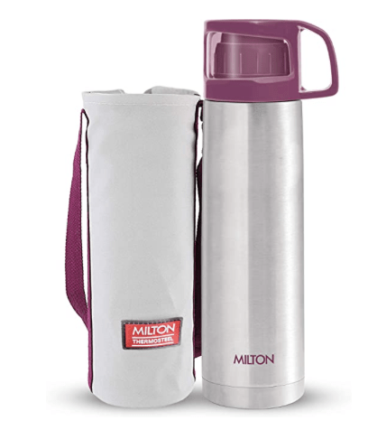 मिल्टन ग्लासी 500 थर्मोस्टील 24 घंटे गर्म और ठंडे पानी की बोतल, ड्रिंकिंग कप ढक्कन के साथ, 500 मिली, गुलाबी | लीक प्रूफ | ऑफिस बोतल | जिम बोतल | घर | रसोई | लंबी पैदल यात्रा | ट्रैकिंग | यात्रा बोतल
