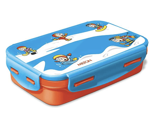 Milton Steely Deluxe Mini Inner Steel Kids Tiffin Box, 400 ml, Orange | School Lunch Box | Leak Proof (Inner Steel & Outer Plastic)