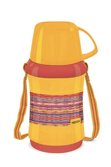 MILTON Angelina 500 Plastic Insulated Flask, 470 ml, Orange | BPA Free | Food Grade | Easy to Carry | Odour Free