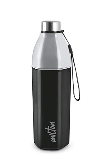 Milton Kool Hexone 600 Insulated Water Bottle, 465 ml, Black | Leak Proof | Easy Grip | BPA Free | Easy to Carry | Odourless