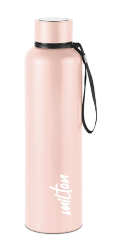 Milton Aura 1000 Thermosteel Bottle, 1.05 Litre, Beige | 24 Hours Hot and Cold | Easy to Carry | Rust & Leak Proof | Tea | Coffee | Office| Gym | Home | Kitchen | Hiking | Trekking | Travel Bottle