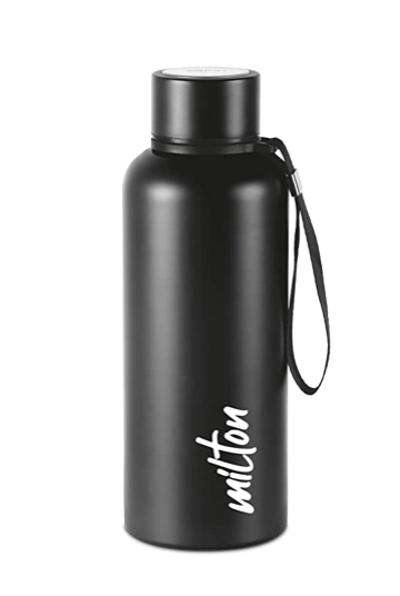 Milton Aura 750 Thermosteel Bottle, 750 ml, Black | 24 Hours Hot and Cold | Easy to Carry | Rust Proof | Leak Proof | Tea | Coffee | Office| Gym | Home | Kitchen | Hiking | Trekking | Travel Bottle