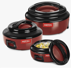 MILTON Ernesto Inner Stainless Steel Jr. Casserole Set of 3 (420 ml, 850 ml, 1.43 litres) | Easy to Carry | Serving | Stackable-1