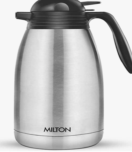 Milton Classic 2000 Thermosteel 24 Hours Hot or Cold Carafe, 2000 ml, Silver | Double Walled | Rust Proof | Food Grade | Easy to Carry | Tea, Coffee, Juice