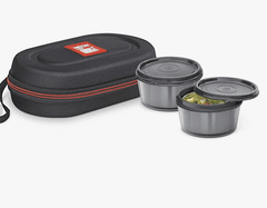 Milton Nutri Stainless Steel Insulated Tiffin Set, 320ml, Set of 2, Black-1