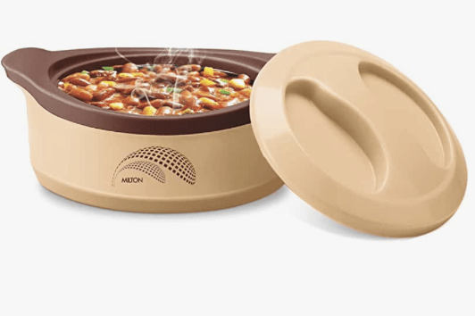 MILTON New Marvel 2500 Inner Steel Casserole, 2360 ml, Brown| BPA Free | Food Grade | Easy to Carry | Easy to Store | Ideal for Chapatti | Roti | Curd Maker