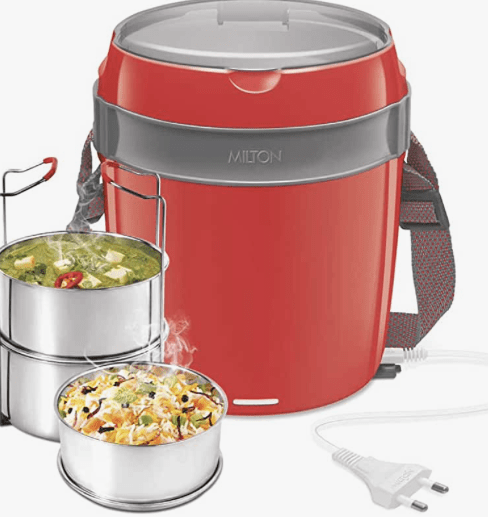 Milton Euroline Futron Tiffin Stainless Steel Tiffin Box Set, 360ml/180mm, Set of 3, Red