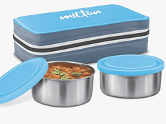 MILTON New Mini Lunch Insulated Tiffin, Set of 2, (280 ml Each), with Jacket-1