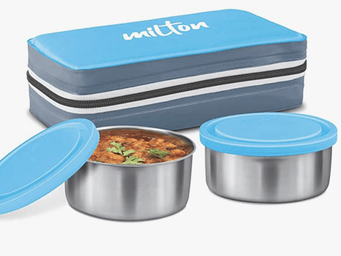 MILTON New Mini Lunch Insulated Tiffin, Set of 2, (280 ml Each), with Jacket-1