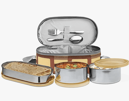 MILTON Corporate Lunch Stainless Steel Containers Set of 3, Yellow