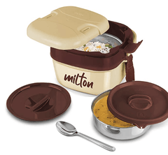 Milton Cubic Small Inner Stainless Steel Tiffin Box, 800 ml, Ivory | Lunch Box-1