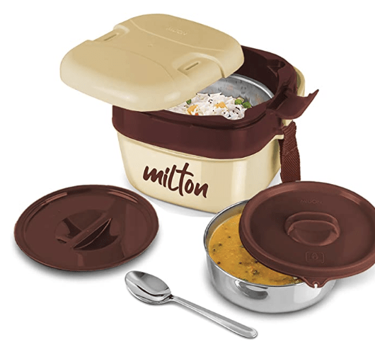 Milton Cubic Small Inner Stainless Steel Tiffin Box, 800 ml, Ivory | Lunch Box