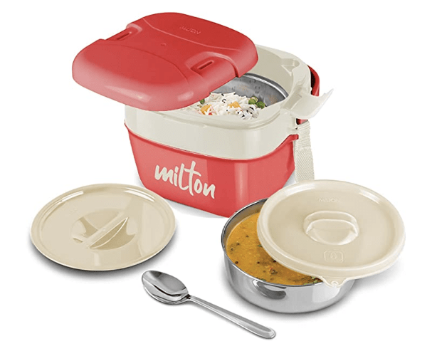 Milton Cubic Small Tiffin Box, 800 ml, Red-1