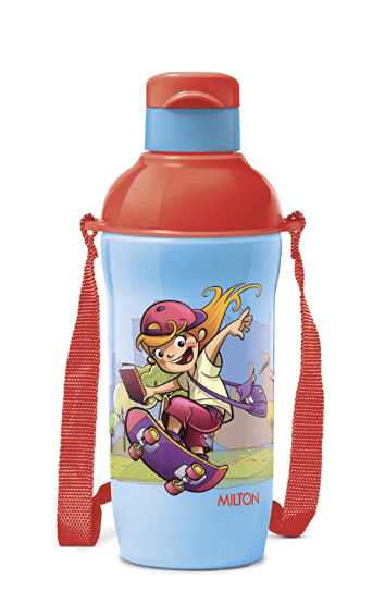 MILTON Kool Active 400 Plastic Insulated Water Bottle with Straw for Kids, 430 ml, Blue, School Bottle, Picnic Bottle, Sipper Bottle, Leak Proof | BPA Free | Food Grade | Easy to Carry (Pack of 1)