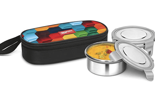 Milton Fresh Meal Click Stainless Steel Lunch Box Set of 2, 320 ml, Rainbow