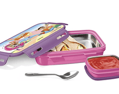 MILTON Steely Elite Big Inner Stainless Steel Kids Tiffin Box, 500 ml, Cherry Pink | School Lunch Box | Leak Proof | Outer Plastic | PU Insulated | Food Grade | Inner Container-1