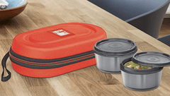 Milton Nutri Stainless Steel Insulated Tiffin Set, 320ml, Set of 2, Red-1