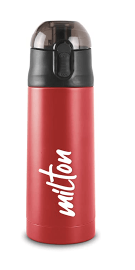 Milton New Crown 400 Thermosteel Hot or Cold Water Bottle, 350 ml, Red-1