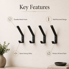 Wall Mounted Helmet Hook Rack Set of 4 – Heavy Duty Motorcycle Helmet Hats Gloves Holder Hanger