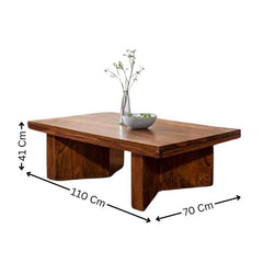Varsa Sheesham Wood Coffee Table, Wide Top, Minimalist Design, Living Room Statement Piece by Woodensure