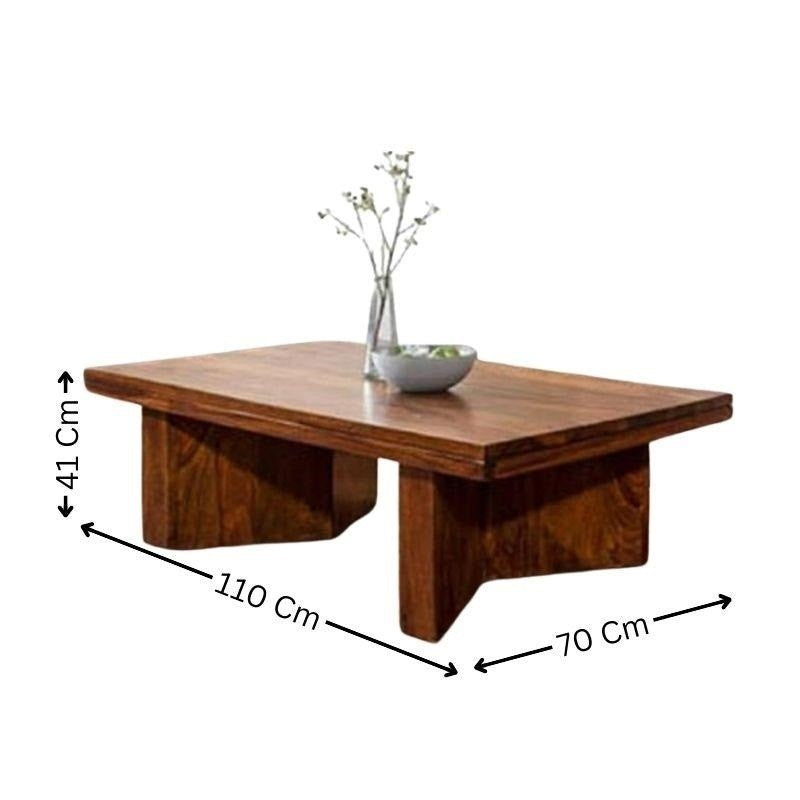 Varsa Sheesham Wood Coffee Table, Wide Top, Minimalist Design, Living Room Statement Piece by Woodensure
