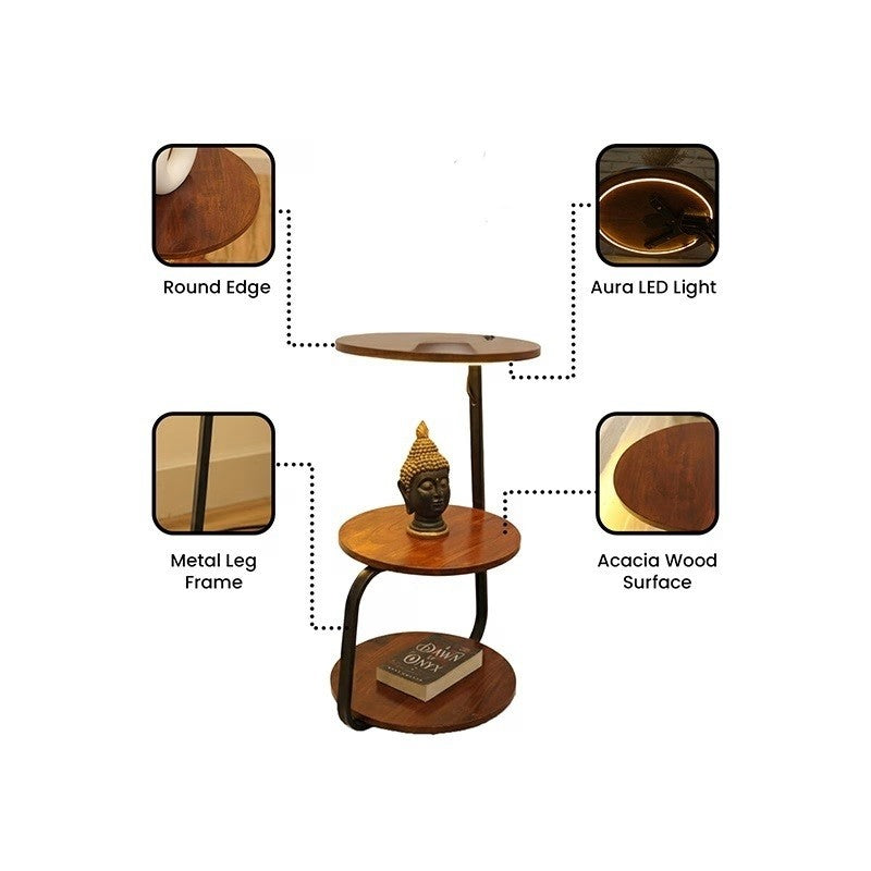 Modern Bedside Table with LED Light | Premium Minimal Nightstand