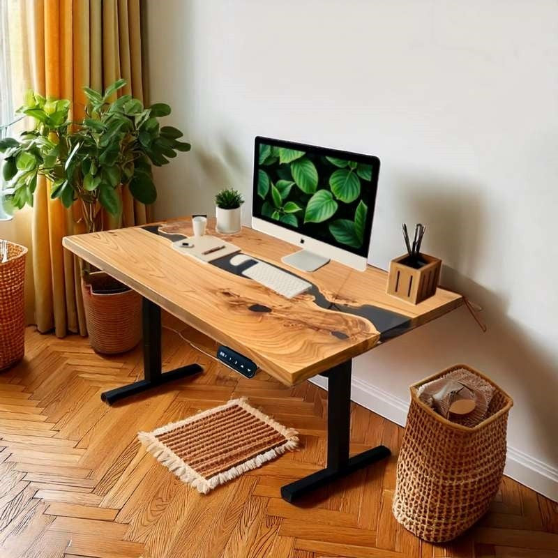 Omniprime translucent black standing table with black legs