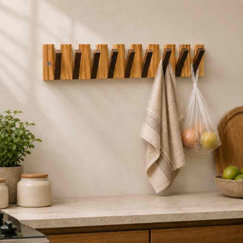 DailyHold Wall Mounted Hook Rack Hanger Rail for Coats & Bags