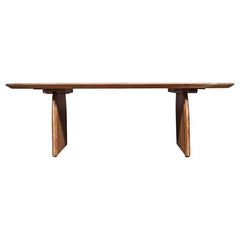 Minimalist Wood Coffee Table | Oval Modern Center Table | Natural Wood Finish | Designer Living Room Furniture | Compact & Sleek | 48 x 24 x 18 Inches