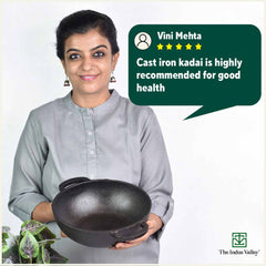 CASTrong Thick Cast Iron Kadai+Tawa+Free ₹110 Spatula,Kitchen set for Home, Pre-seasoned,100% Pure,Toxin-free