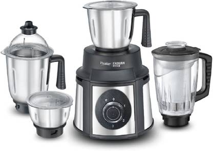 Prestige Endura 1000 W Juicer Mixer Grinder (mixer | 4 Jars | Black, Silver)