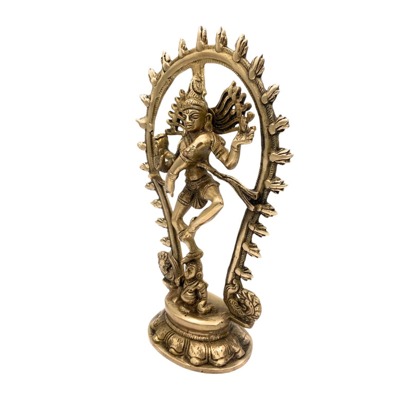 Handcrafted Brass Nataraja Idol – Lord Shiva Nataraj, Adalvallan, Tandav Murti, Chidambaram Natesa Statue for Home, Temple & Gift, Gold, 7.5 Inch, 1 Piece