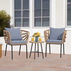 Aldric Outdoor Patio Seating Set 2 Chairs and 1 Table Set (Honey)